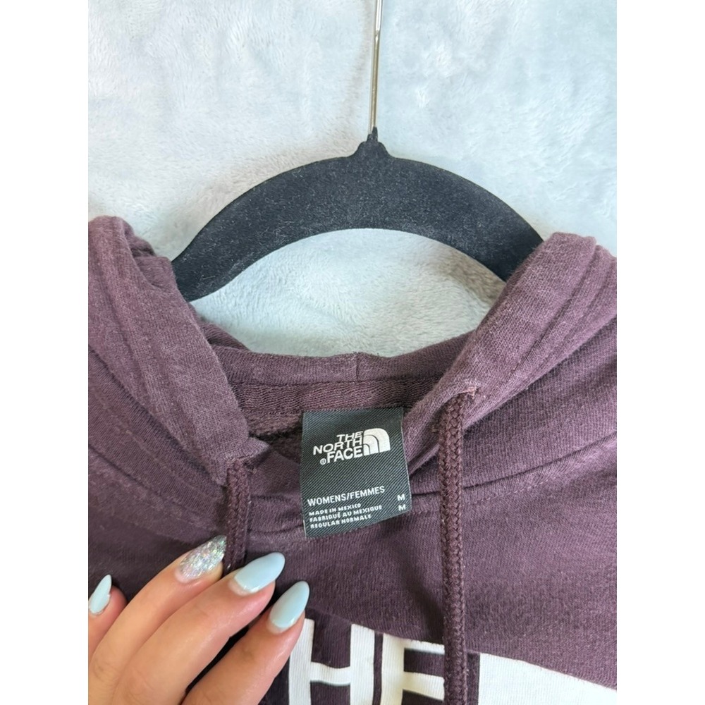THE NORTH FACE Hoodie Women M Purple Big Logo Pullover Sweatshirt - Picture 5 of 7